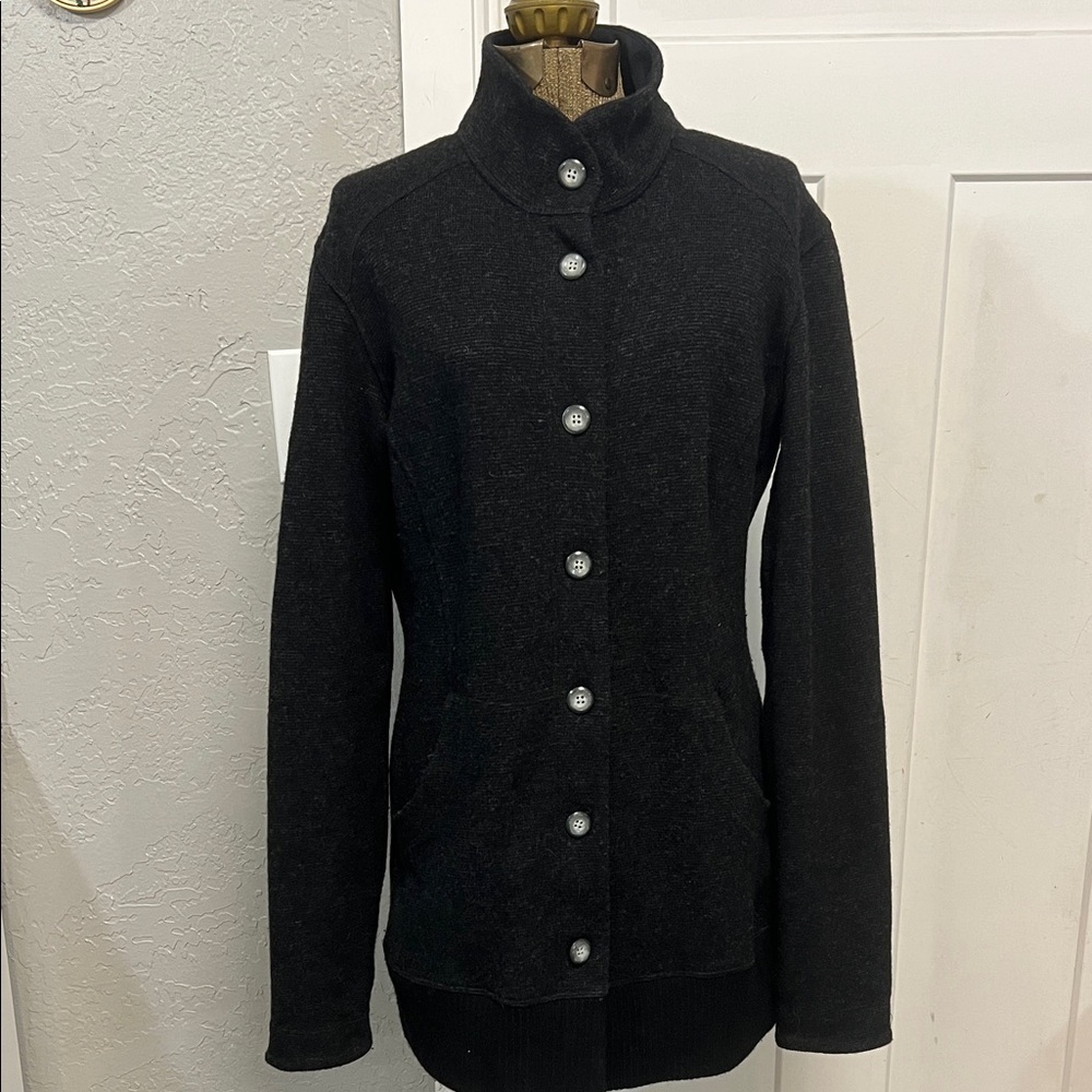 MOUNTAIN HARDWEAR SARAFIN WOMEN’S SWEATER GRAY & BLACK WOOL BLEND LARGE